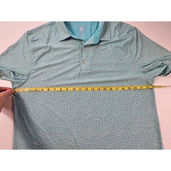 Hickey Freeman size L floral blue golf polo performance quick dry EUC preppy - Picture 6 of 7